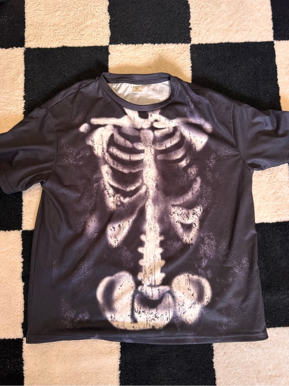 SHEIN Black Tee with White Skeleton Print